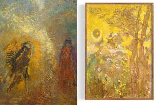 Odilon Redon, Apparizione, 1905 e Alberi su sfondo giallo, 1901