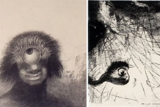 Odilon Redon, Il polipo deforme galleggiava sulle rive, una sorta di ciclope sorridente e orribile, 1883 e Sant'Antonio, 1889